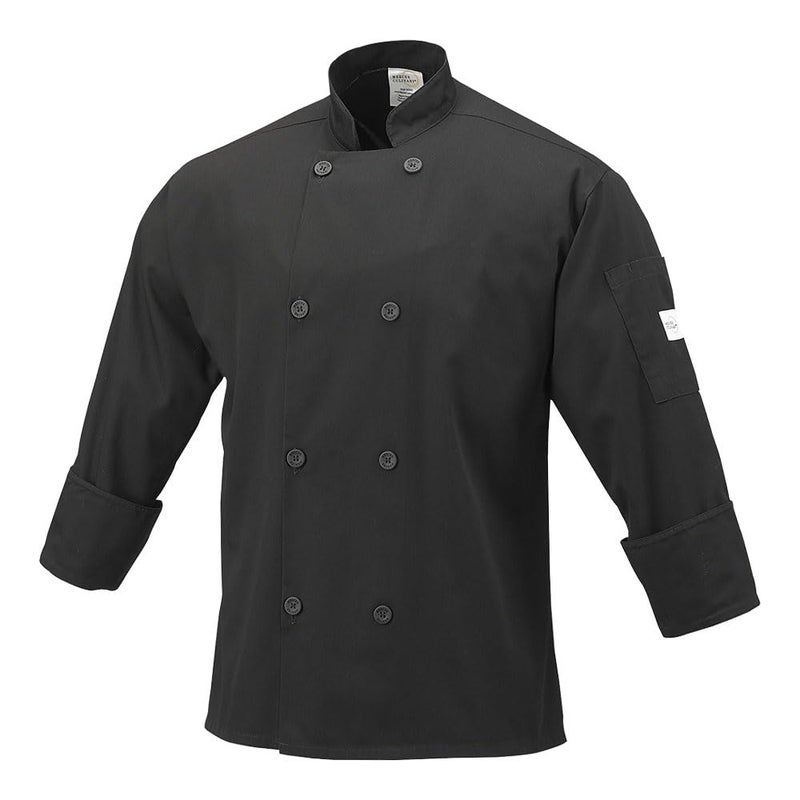 Mercer Culinary M60010BK1X Millennia Men's Cook Jacket with Traditional Buttons, X-Large, Black - Image 1